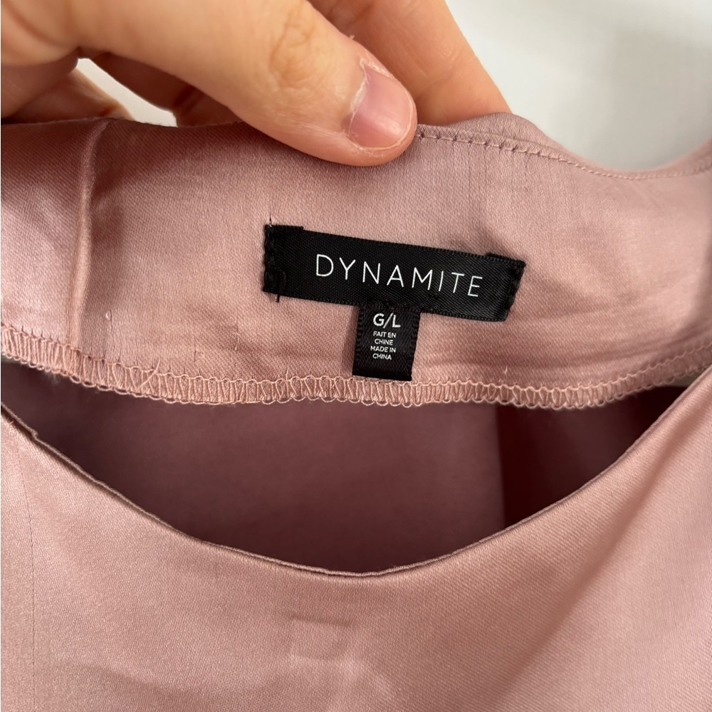 Dynamite Dusty Rose Satin Crop Blouse Coquette Minimalist Large Feminine Soft - Picture 3 of 9